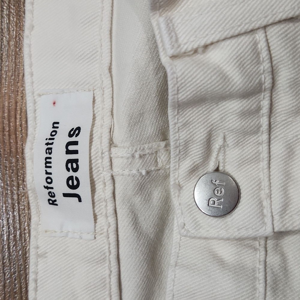 Reformation Julia High‎ Cigarette Jean Ivory Cream Destroyed Distressed Size 30 - Picture 6 of 9